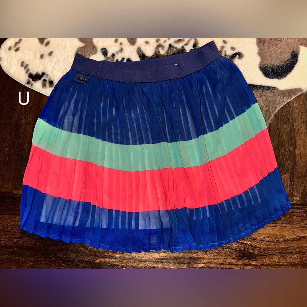 Tommy Hilfiger Girl’s Pleated Multicolored Polyester Skirt M(8/10)